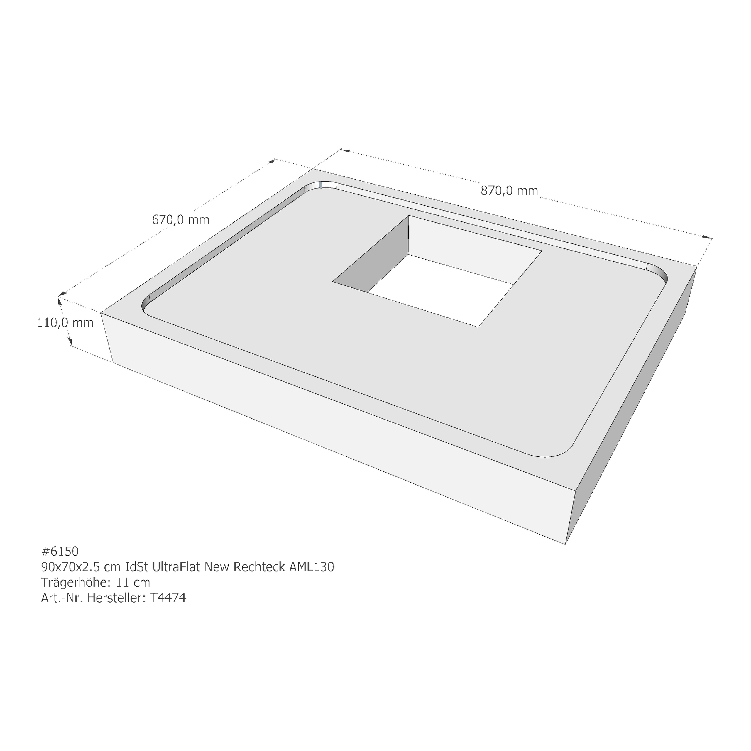 Duschwannenträger für Ideal Standard Ultra Flat New 90 × 70 × 2,5 cm