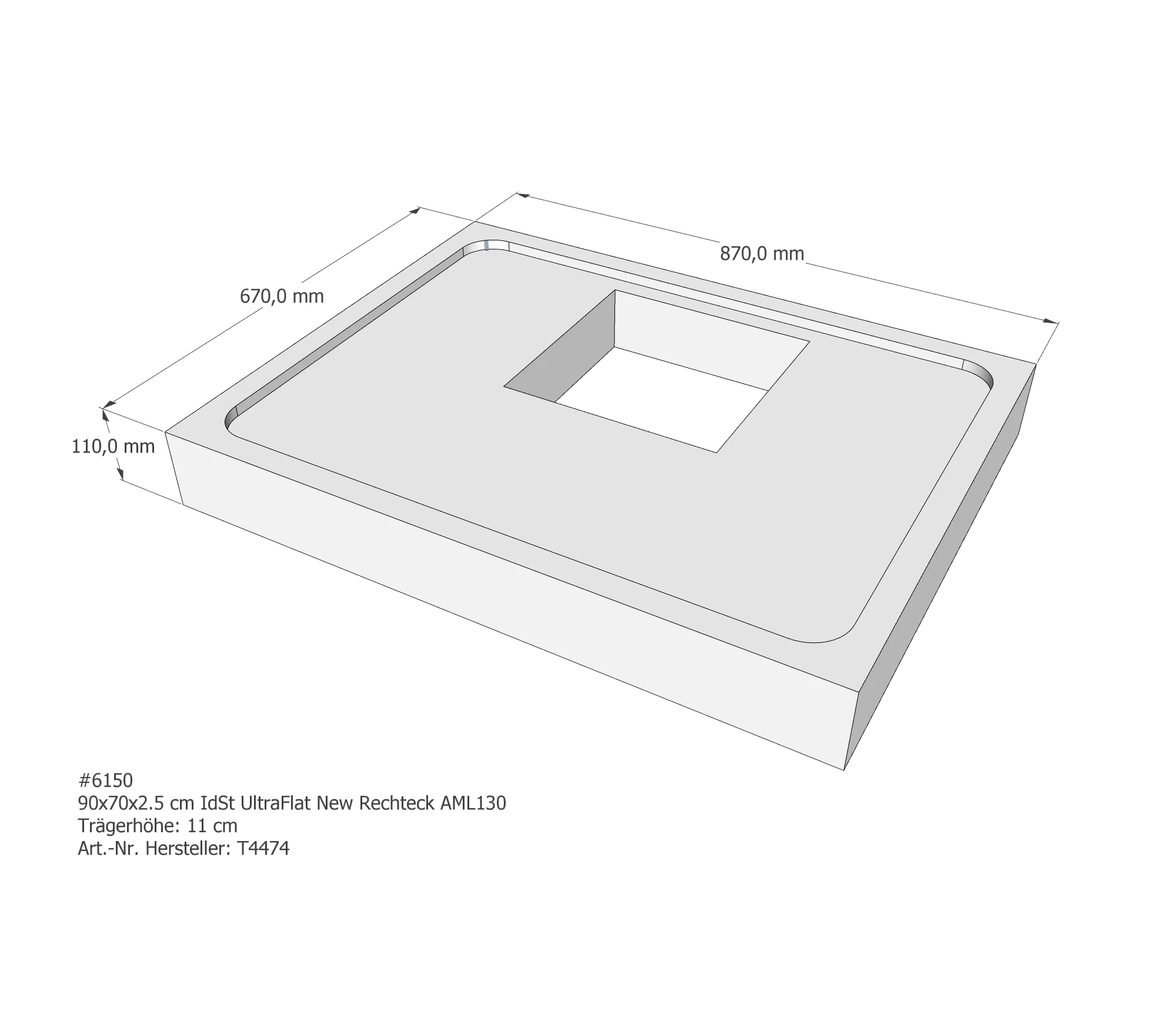 Duschwannenträger für Ideal Standard Ultra Flat New 90 × 70 × 2,5 cm Duschwannenträger für Ideal Standard Ultra Flat New 90 × 70 × 2,5 cm