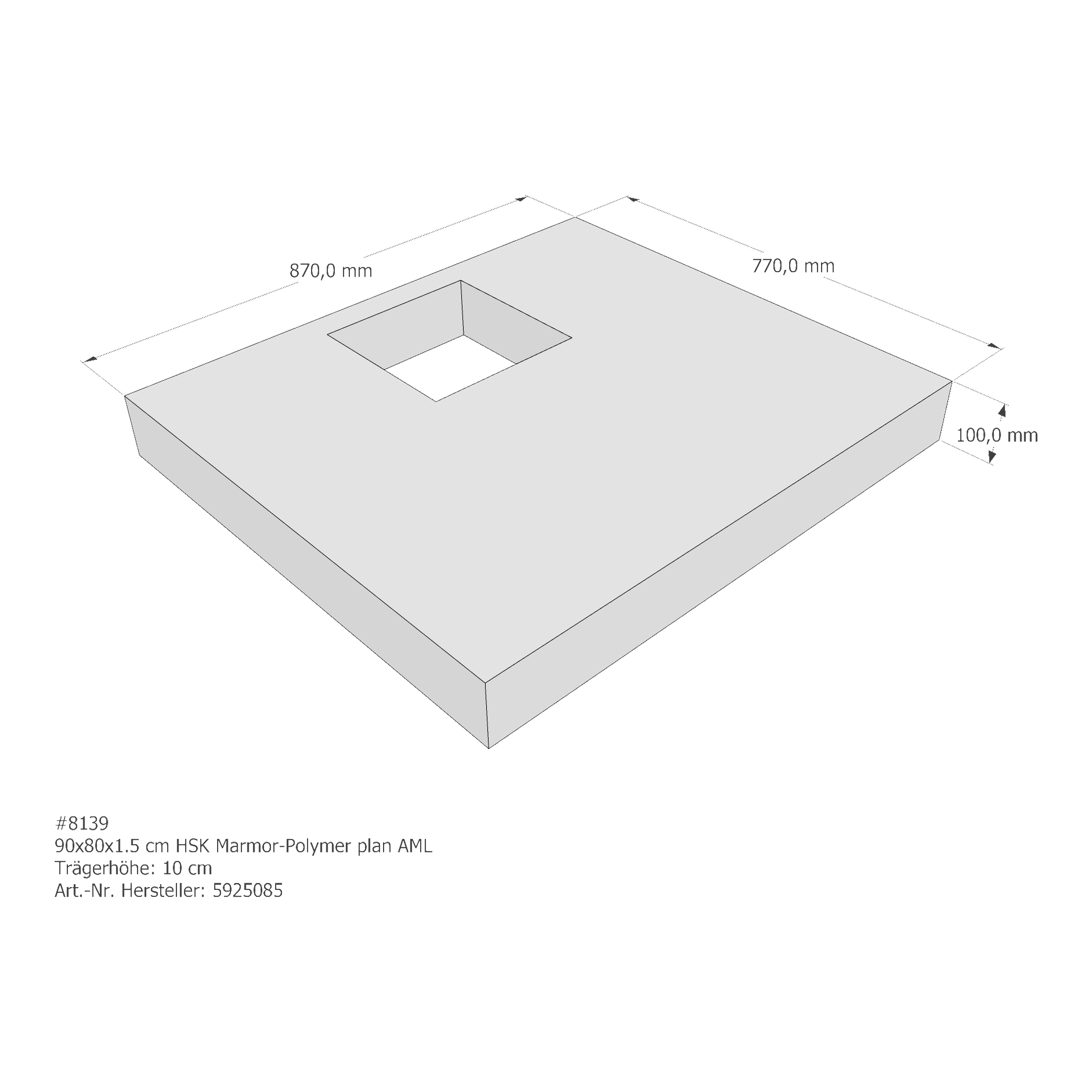 Duschwannenträger HSK Marmor-Polymer plan 90x80x1,5 cm AML