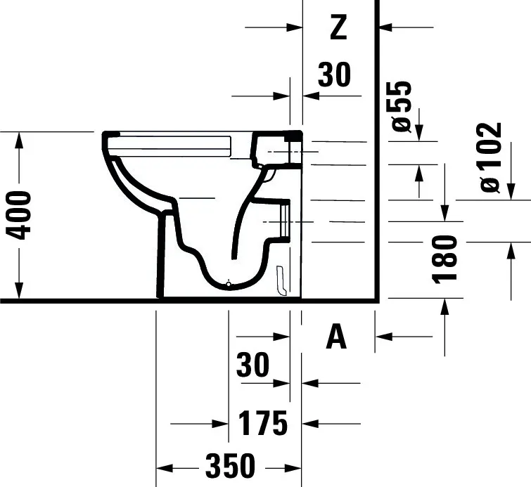 Stand-Tiefspül-WC „No.1“ 37 × 40 × 48 cm, Abgang waagerecht