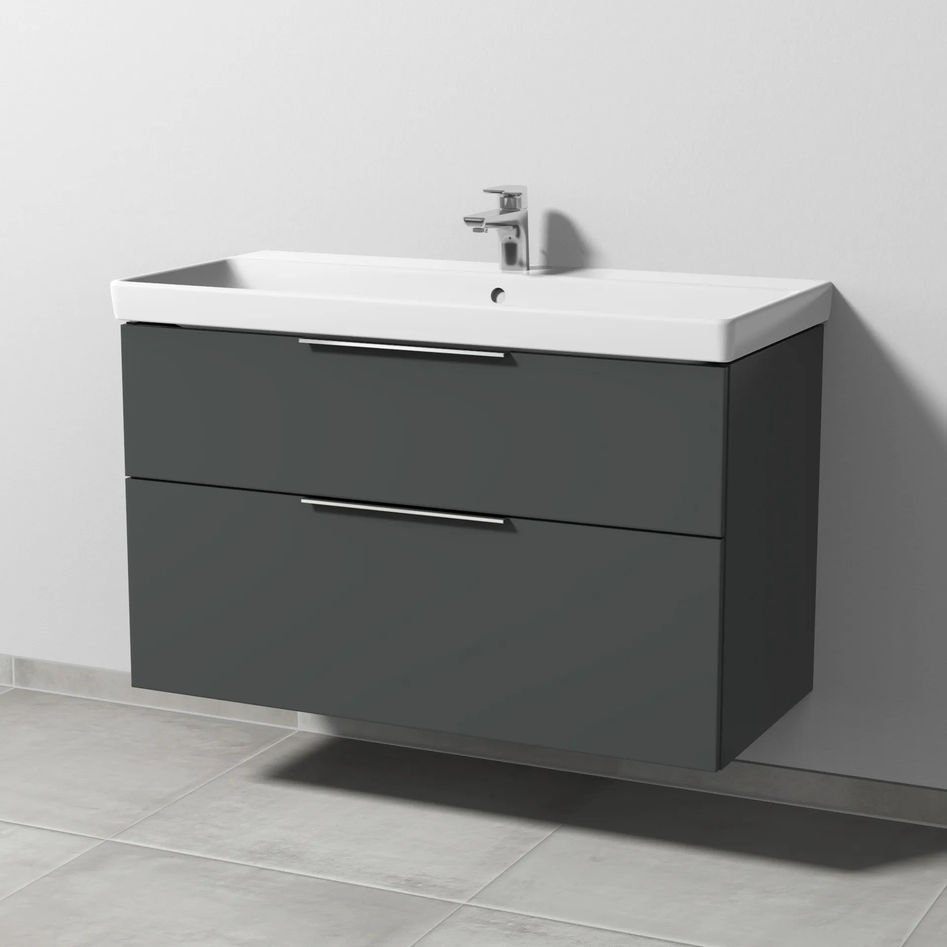 Sanipa Waschtischunterschrank „3way“ passend zu Keramik-Waschtische Avento von Villeroy & Boch 976 × 580 × 452 mm in Anthrazit (matt)