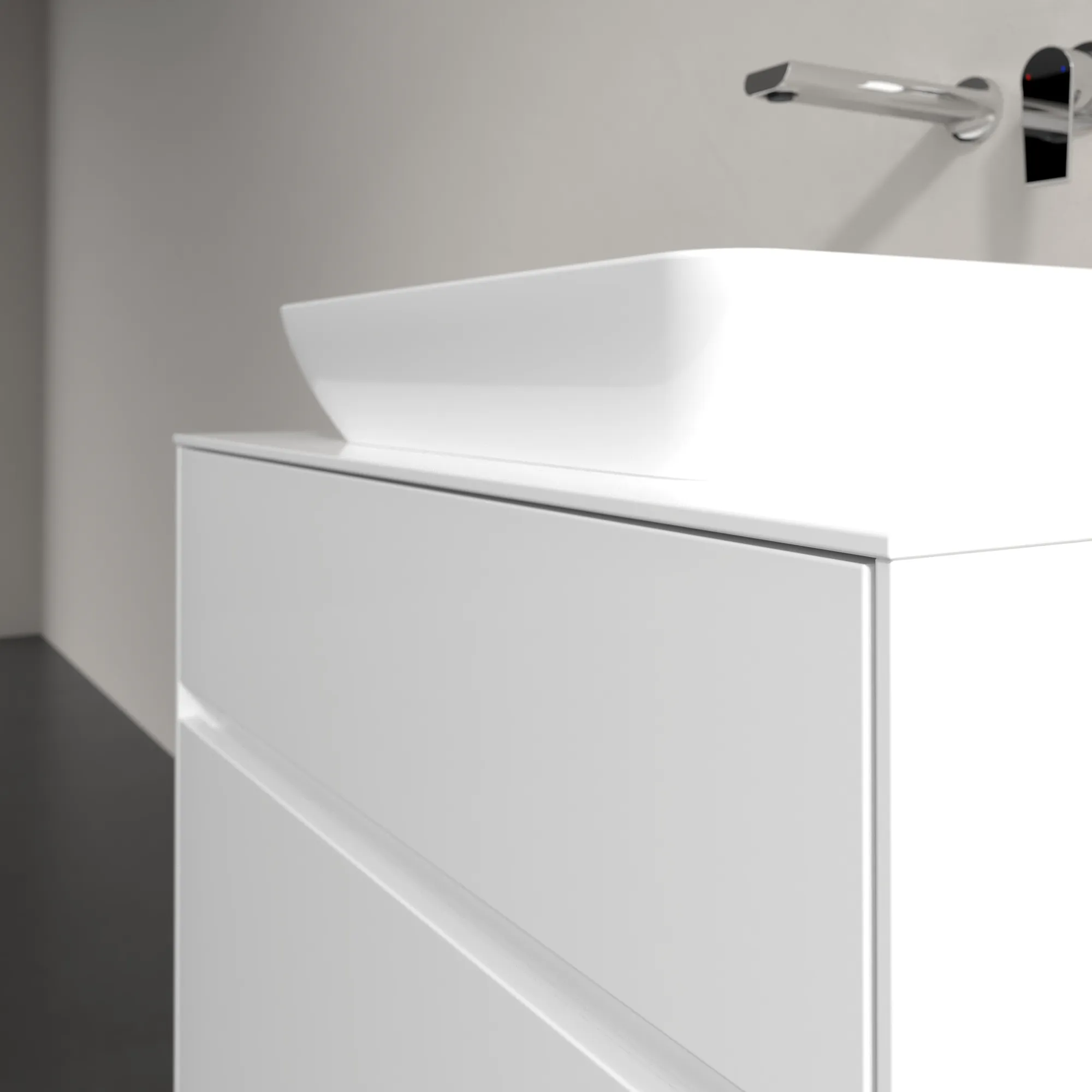Villeroy & Boch Waschtischunterschrank „Collaro“ 800 × 548 × 500 mm Glossy White, mit Beleuchtung, für Becken mittig