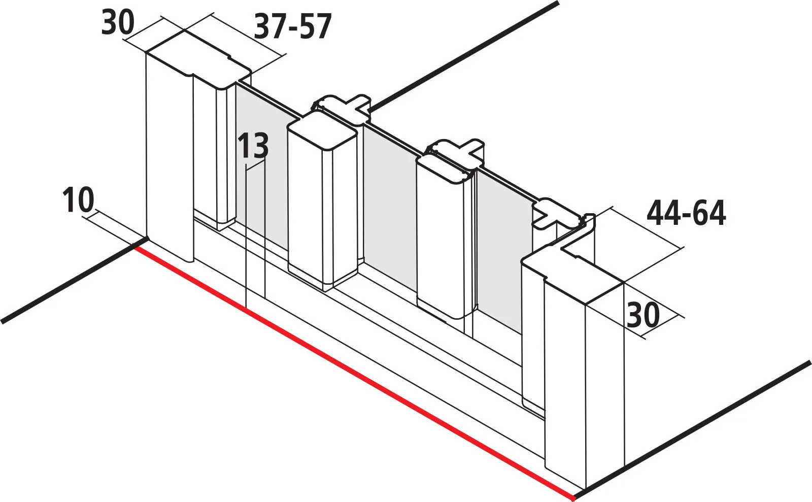 Kermi Duschdesign IBIZA 2000 ST3, 1750x750mm, Silber Mattglanz