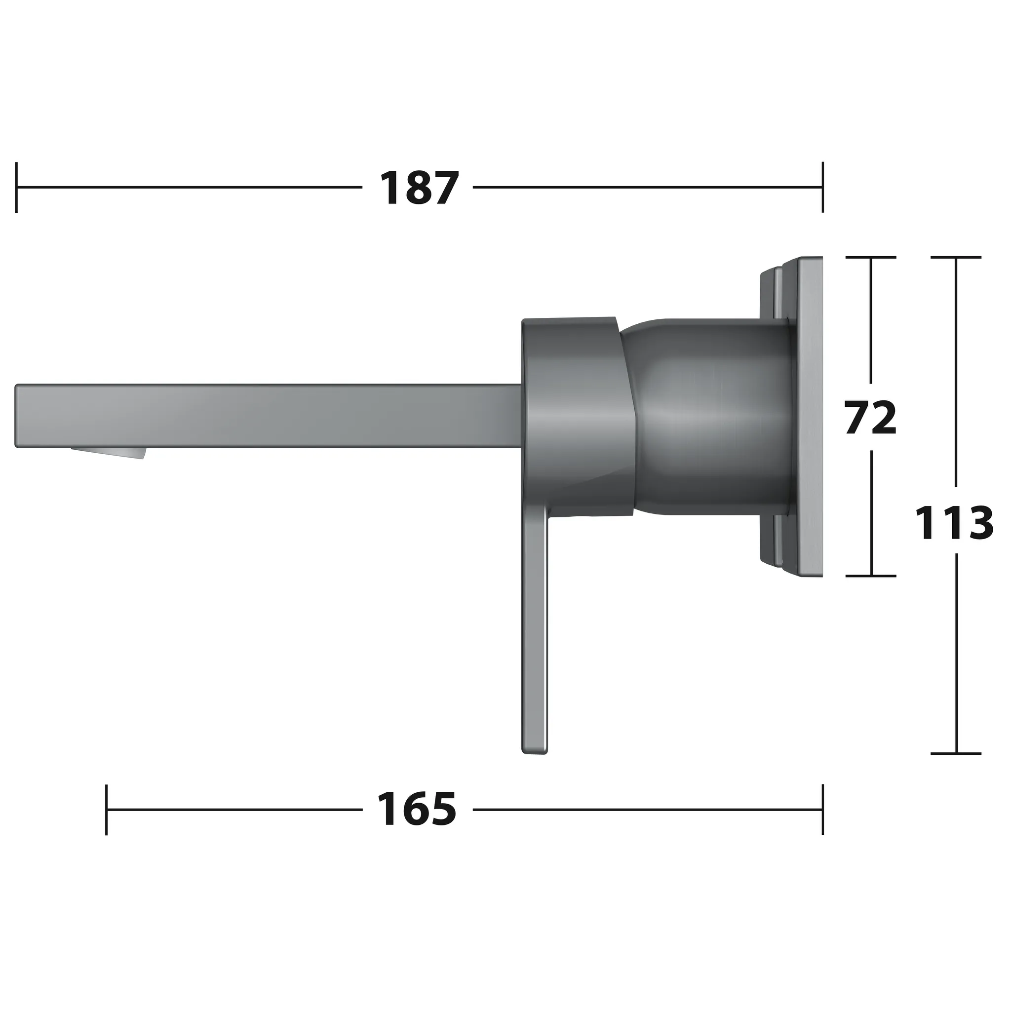 EHM-WT-Mischer Edition 11 51116, UP, Ausladung 165 mm, Schwarzchrom geb.
