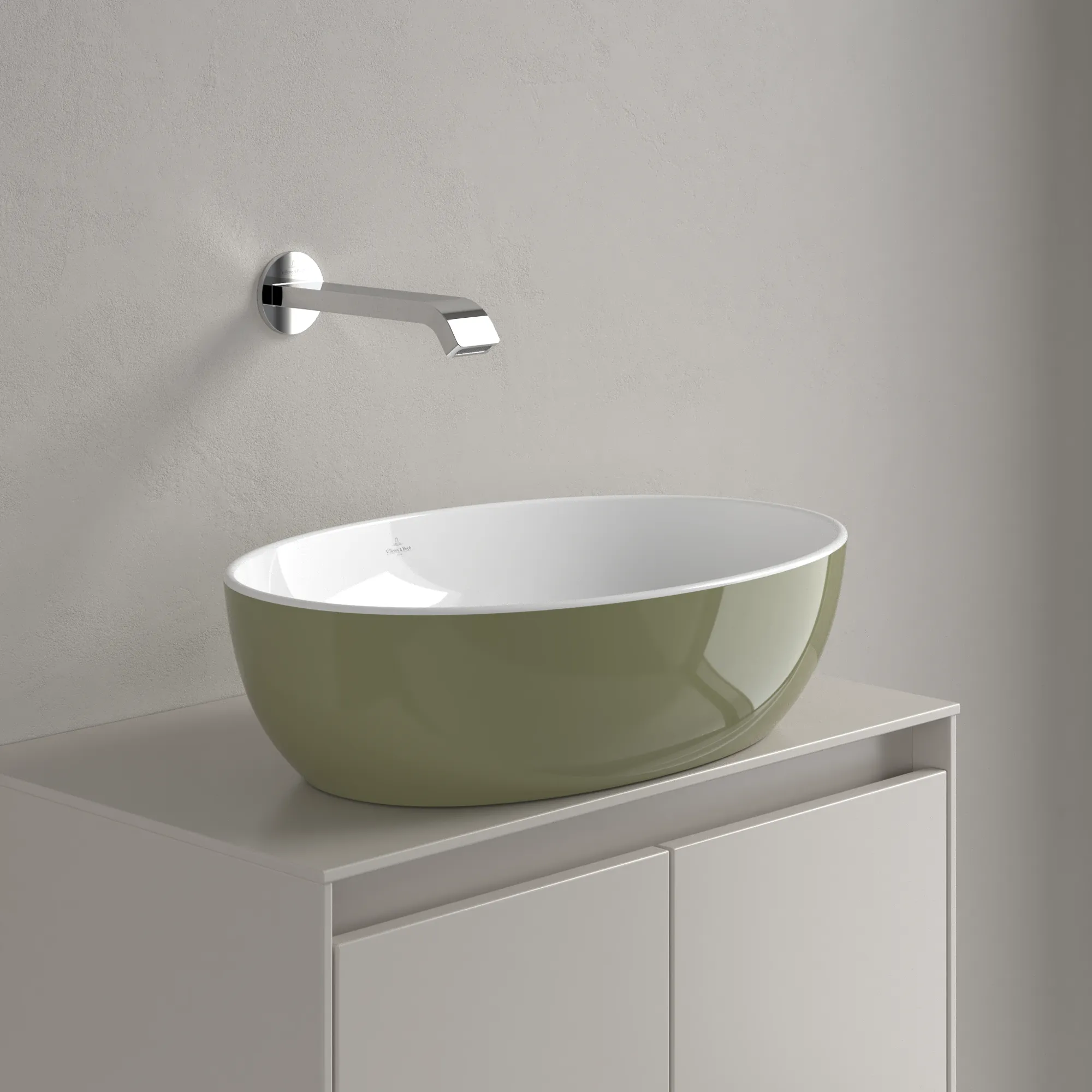 Villeroy & Boch Aufsatzwaschtisch „Artis“ 480 × 325 × 135 mm in Sage Green