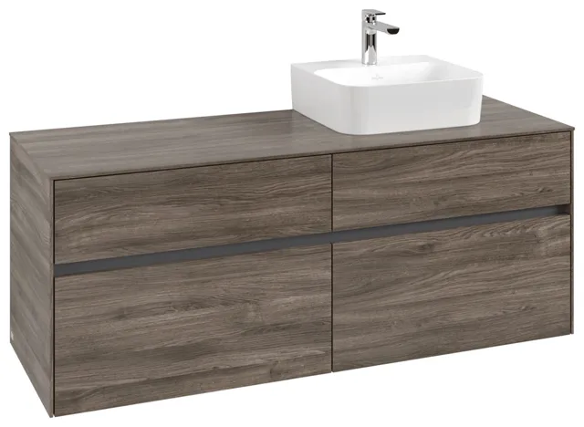 Villeroy & Boch Waschtischunterschrank „Collaro“ 1400 × 548 × 500 mm Stone Oak, ohne Beleuchtung, für Becken rechts Villeroy & Boch Waschtischunterschrank „Collaro“ 1400 × 548 × 500 mm Stone Oak, ohne Beleuchtung, für Becken rechts