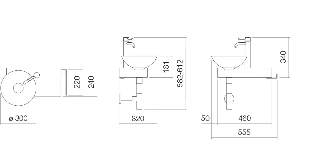 Alape Waschplatz „PN-Serie“ 320 × 597 mm in Gravel Matt, links Alape Waschplatz „PN-Serie“ 320 × 597 mm in Gravel Matt, links
