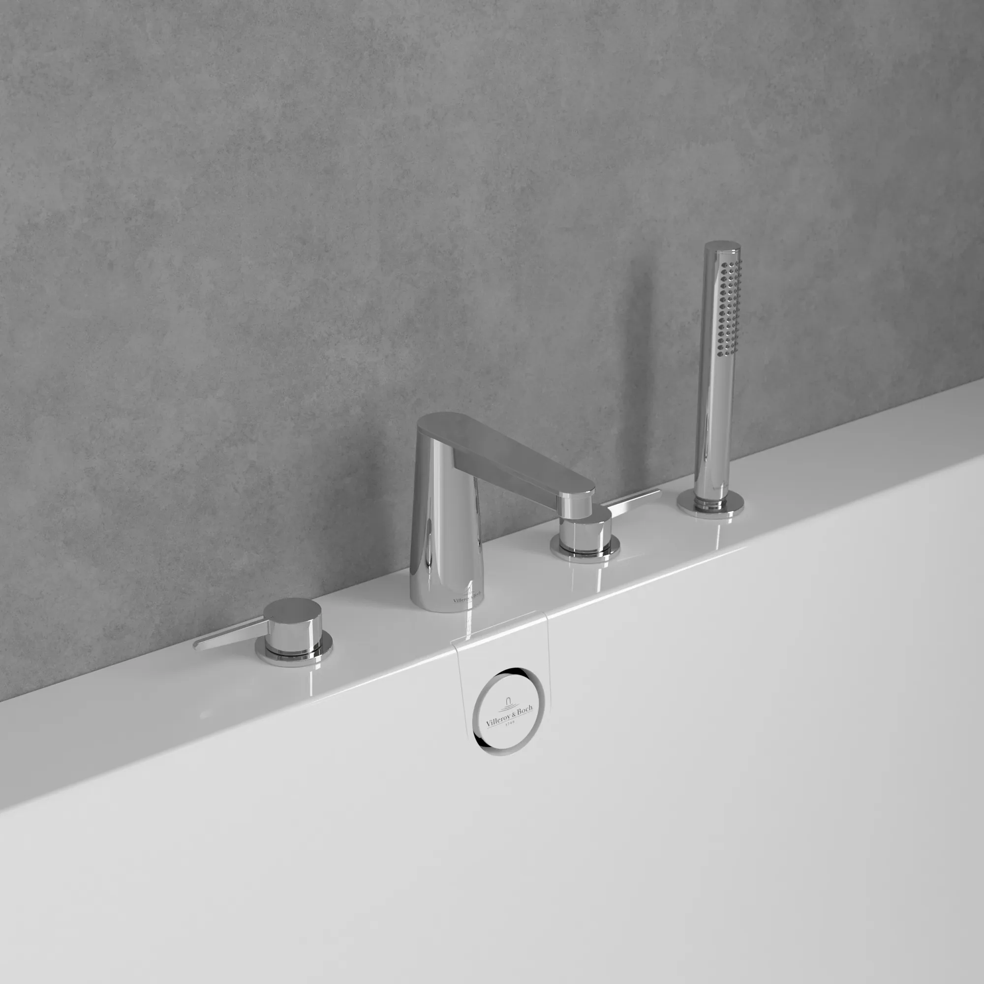 Zweihand-Wannenarmatur „Conum“ Ausladung 129 mm in Chrom Zweihand-Wannenarmatur „Conum“ Ausladung 129 mm in Chrom