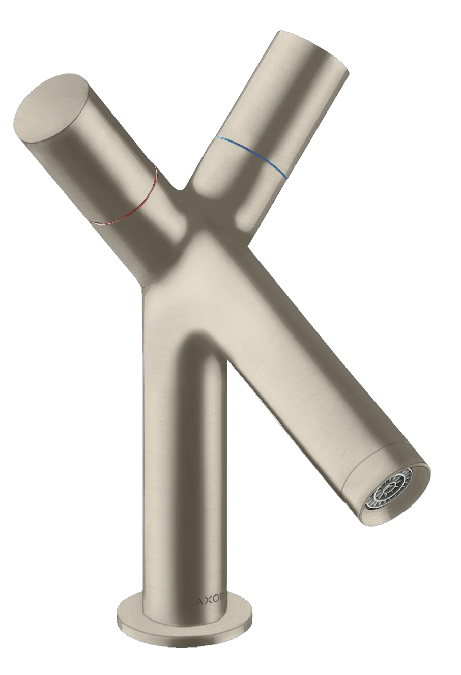 Hansgrohe AXOR Starck 2-Griff Waschtischarmatur 80 mit Zugstangen-Ablaufgarnitur, Brushed Nickel