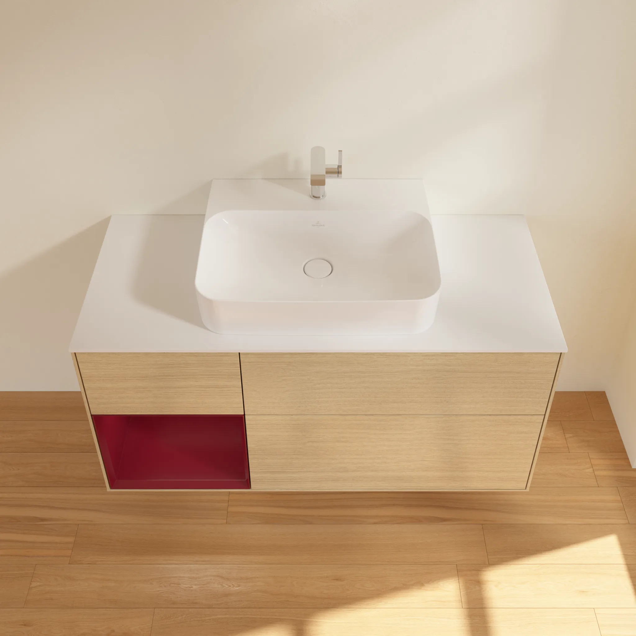 Villeroy & Boch Waschtischunterschrank „Finion“ für Schrankwaschtisch 1200 × 603 × 501 mm Oak Veneer, für Becken mittig Villeroy & Boch Waschtischunterschrank „Finion“ für Schrankwaschtisch 1200 × 603 × 501 mm Oak Veneer, für Becken mittig