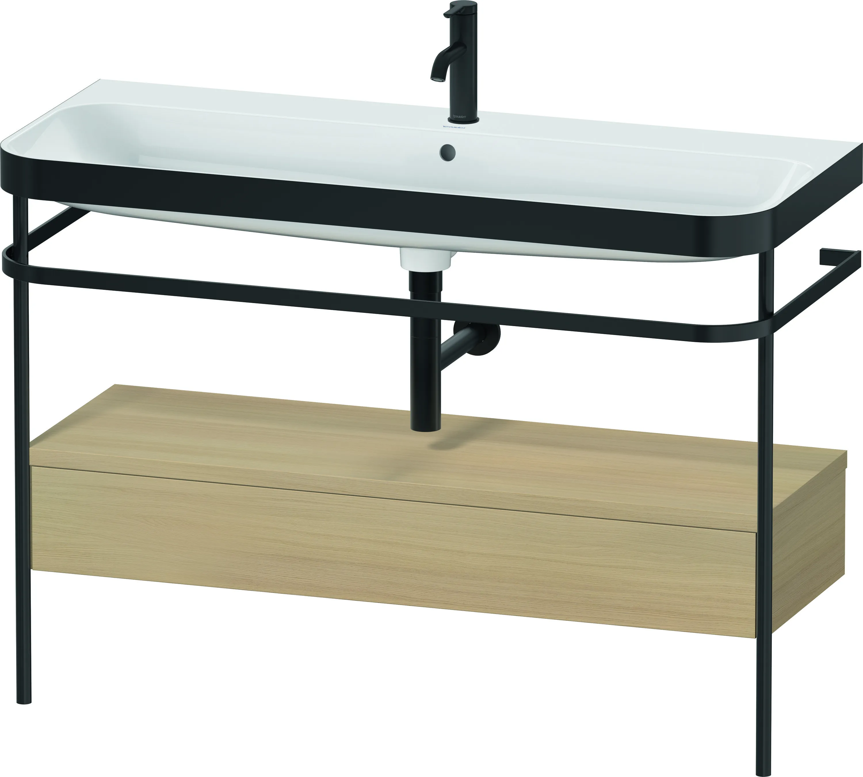 Duravit Waschtischunterschrank mit Metallkonsole „Happy D.2 Plus“ 117,5 × 85 × 49 cm Mediterrane Eiche Duravit Waschtischunterschrank mit Metallkonsole „Happy D.2 Plus“ 117,5 × 85 × 49 cm Mediterrane Eiche