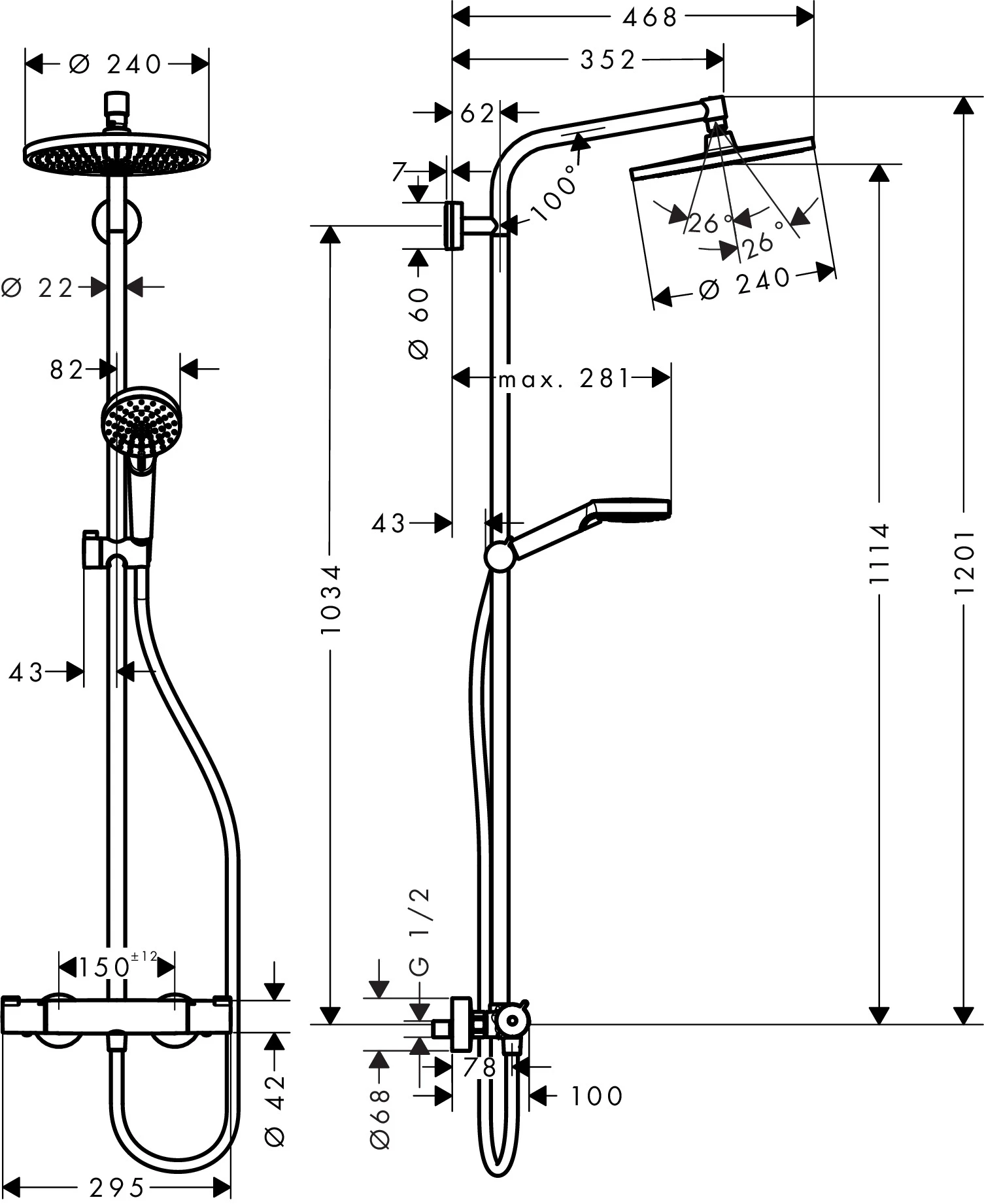 Showerpipe Crometta S 240 chrom