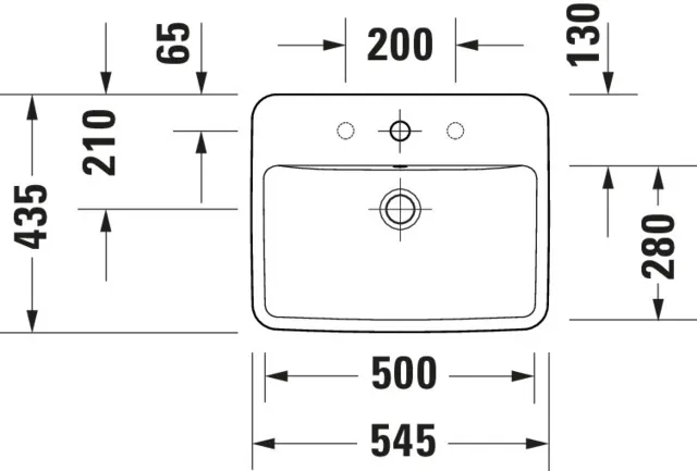 Einbauwaschtisch „No.1“, mit Überlauf, Hahnlochposition mittig Einbauwaschtisch „No.1“, mit Überlauf, Hahnlochposition mittig