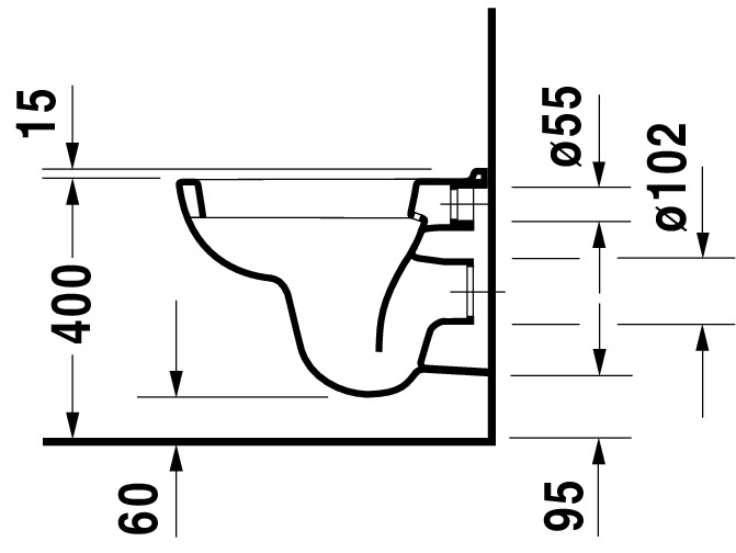 Set Wand-Tiefspül-WC Compact „D-Code“ 35 × 34 × 48 cm mit Spülrand, Duravit WC-Sitz „D-Code“ 36 × 43 × 4 cm Scharniere Edelstahl