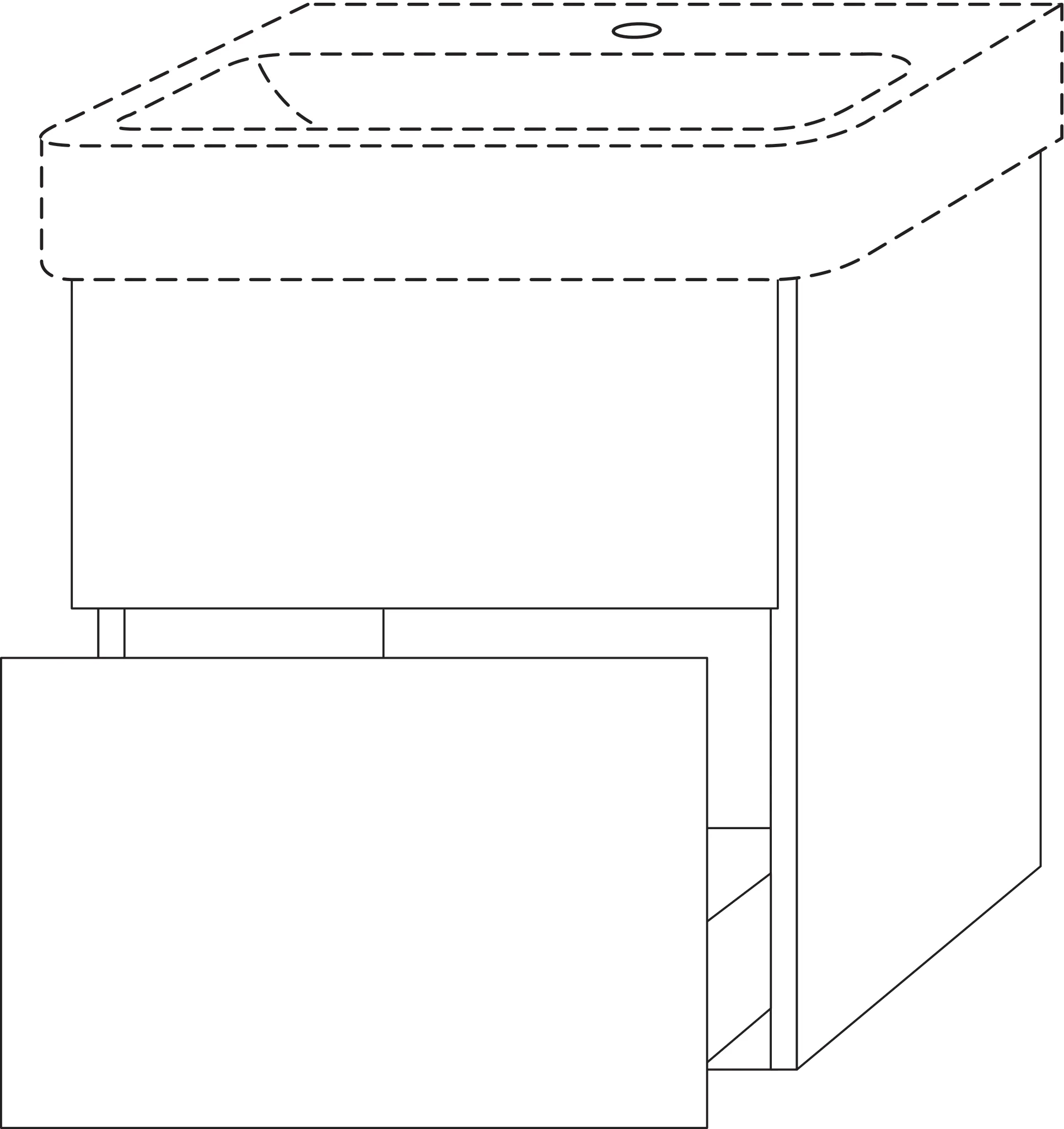 Waschtischunterbau mit Auszügen 3way (UF765) 593x500x437 Schwarz-Matt