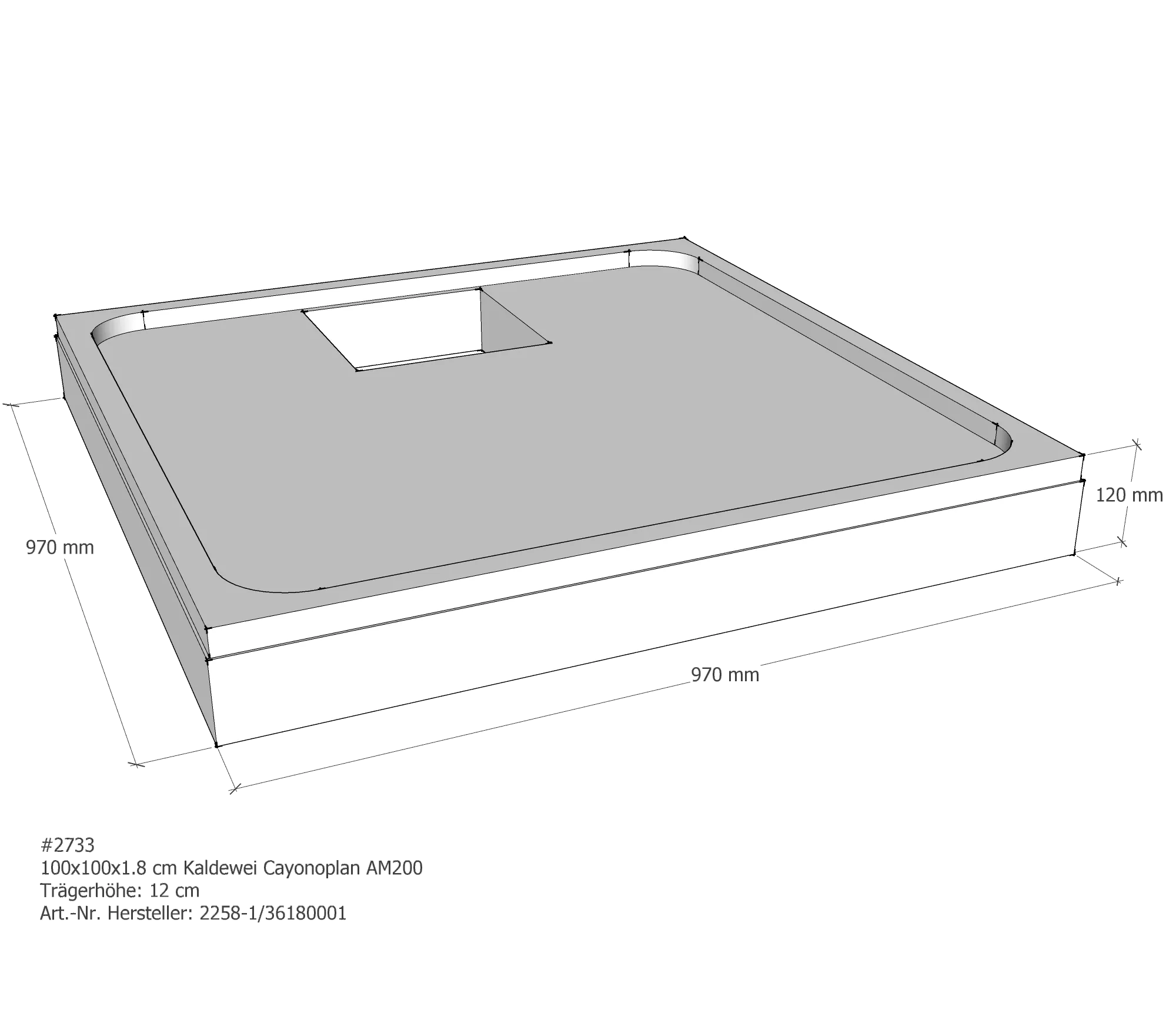 Duschwannenträger für Kaldewei Cayonoplan 100 × 100 × 1,8 cm Duschwannenträger für Kaldewei Cayonoplan 100 × 100 × 1,8 cm