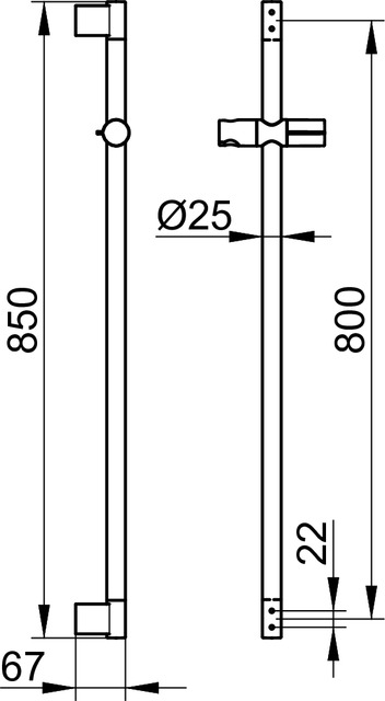 Plan 54985010800 Brausestange mit Brauseschieber 800 mm verchromt