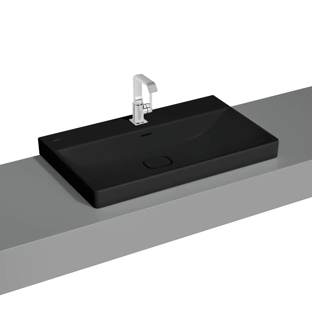 VitrA New Metropole Aufsatzwaschtisch wandgebunden rechteckig 80 x 47 cm mit Hahnloch und Überlaufschlitz Schwarz Matt VitrA New Metropole Aufsatzwaschtisch wandgebunden rechteckig 80 x 47 cm mit Hahnloch und Überlaufschlitz Schwarz Matt