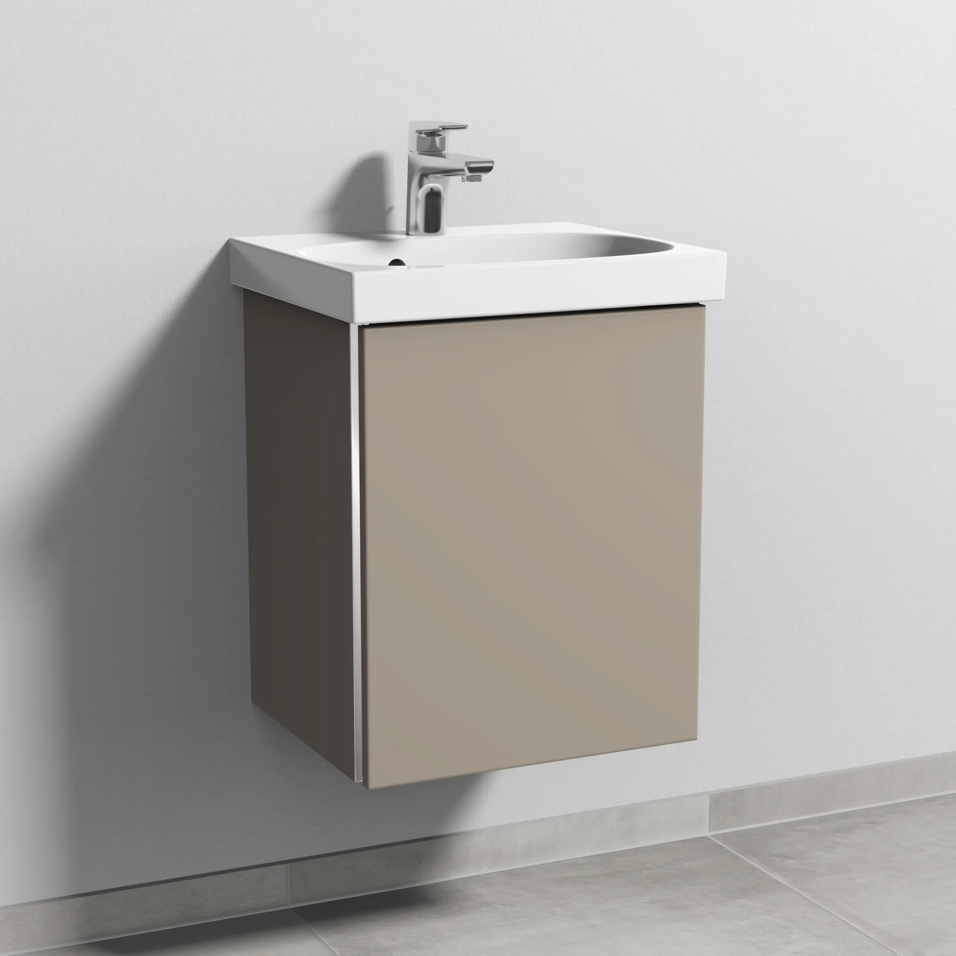 Sanipa Waschtischunterschrank „3way“ passend zu Keramik-Waschtische Acanto von Geberit 415 × 516 × 367 mm in Sandgrau (matt), Anschlag rechts