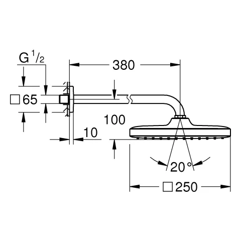 Grohe Tempesta 250 Cube Kopfbrause-Set 380 mm, 1 Strahlart matt black Grohe Tempesta 250 Cube Kopfbrause-Set 380 mm, 1 Strahlart matt black
