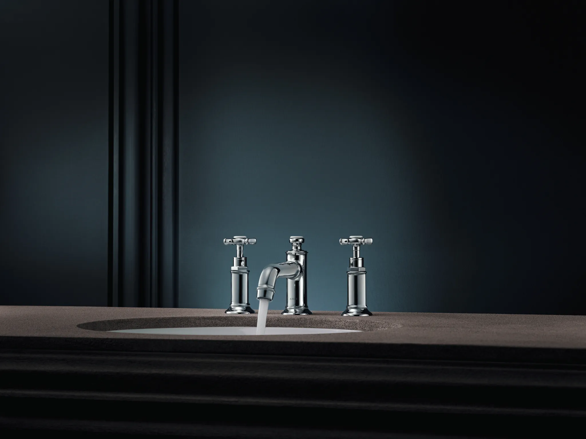 Hansgrohe AXOR Montreux 3-Loch Waschtischarmatur 30 mit Kreuzgriffen und Zugstangen-Ablaufgarnitur, Chrom Hansgrohe AXOR Montreux 3-Loch Waschtischarmatur 30 mit Kreuzgriffen und Zugstangen-Ablaufgarnitur, Chrom