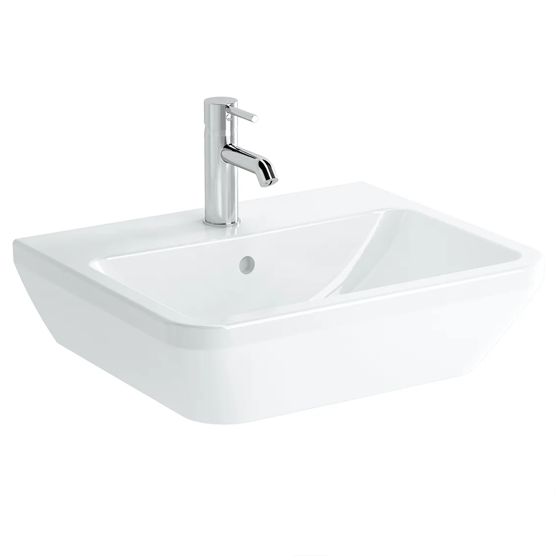 VitrA Integra Waschtisch 550 x 450 mm eckig mit Hahnloch und Überlauf Weiß Hochglanz VitrA Clean