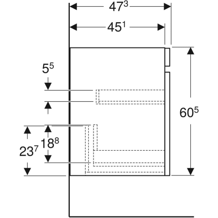 Renova Plan Unterschrank für Möbelwaschtisch, mit einer Schublade und einer Innenschublade: 98.8x60.5x47.3cm, Nussbaum hickory hell