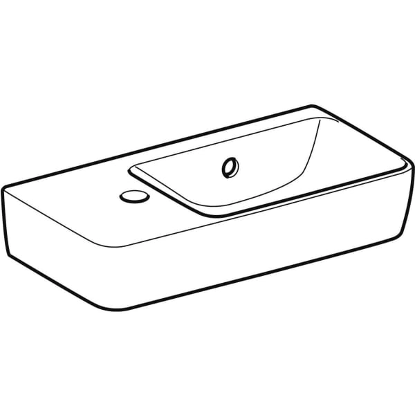 Wandwaschtisch mit Ablagefläche „Renova Compact“, rechteckig, mit Überlauf, Hahnlochposition links 50 × 25 cm in weiß alpin Wandwaschtisch mit Ablagefläche „Renova Compact“, rechteckig, mit Überlauf, Hahnlochposition links 50 × 25 cm in weiß alpin