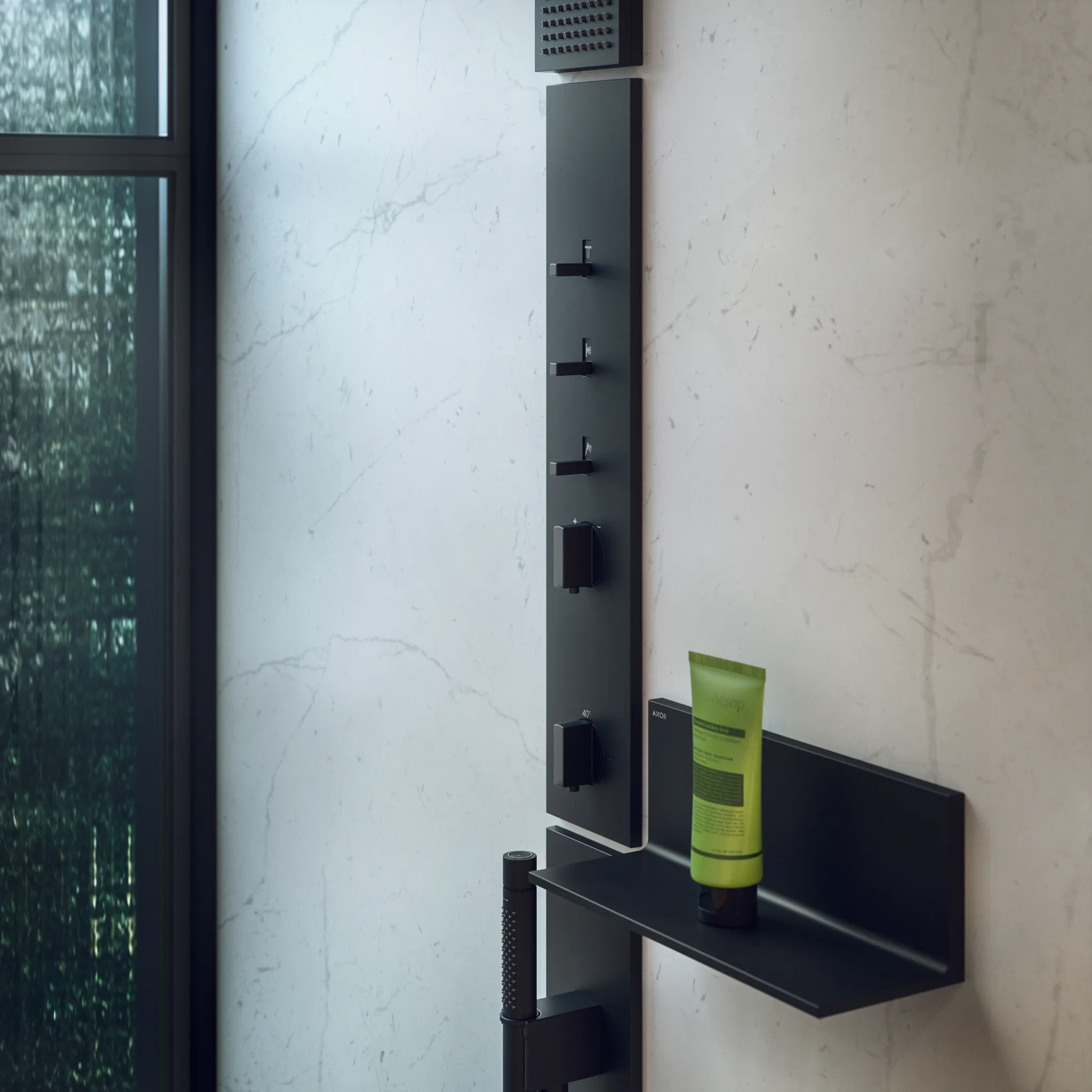 AXOR ShowerComposition Duschpaneel mit Thermostat, Kopfbrause 110/220 1jet und Schulterbrause Chrom