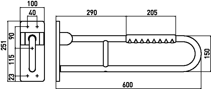 emco Stützklappgriff „system 2“ 600 mm in chrom / schwarz