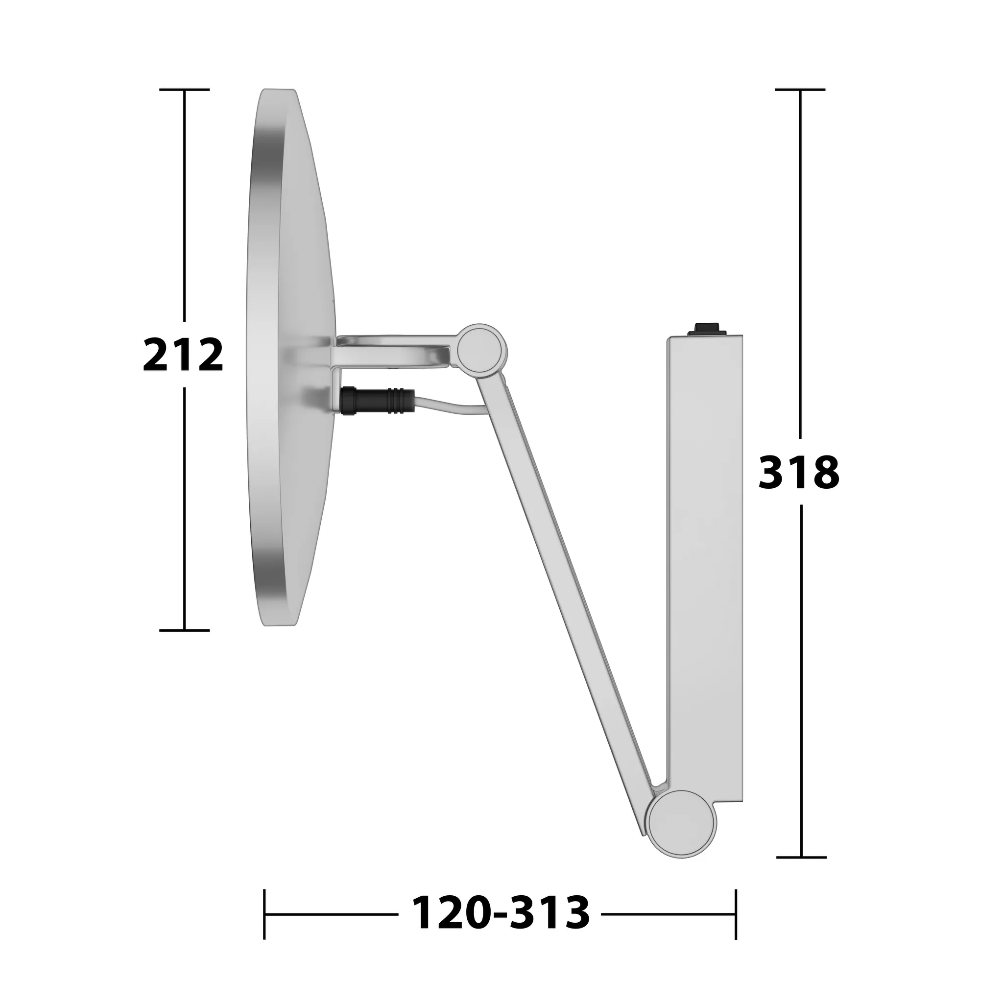 Kosmetikspiegel 17612179004 Kosmetikspiegel iLook_move Wandmodell, rund/beleuchtet mit Wippschalter Aluminium-finish