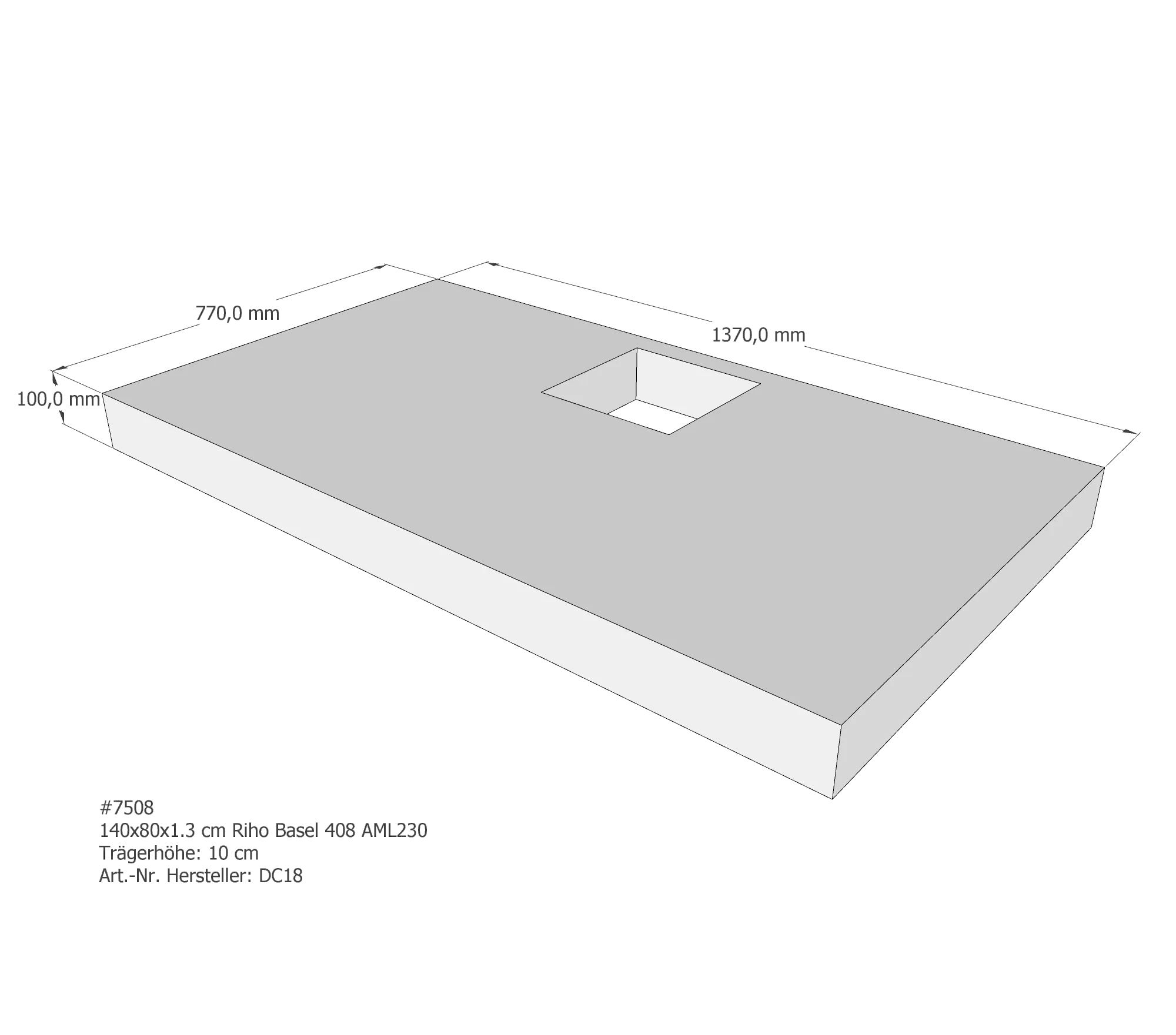 Duschwannenträger passend für Riho Basel 140 × 80 × 1,3 cm