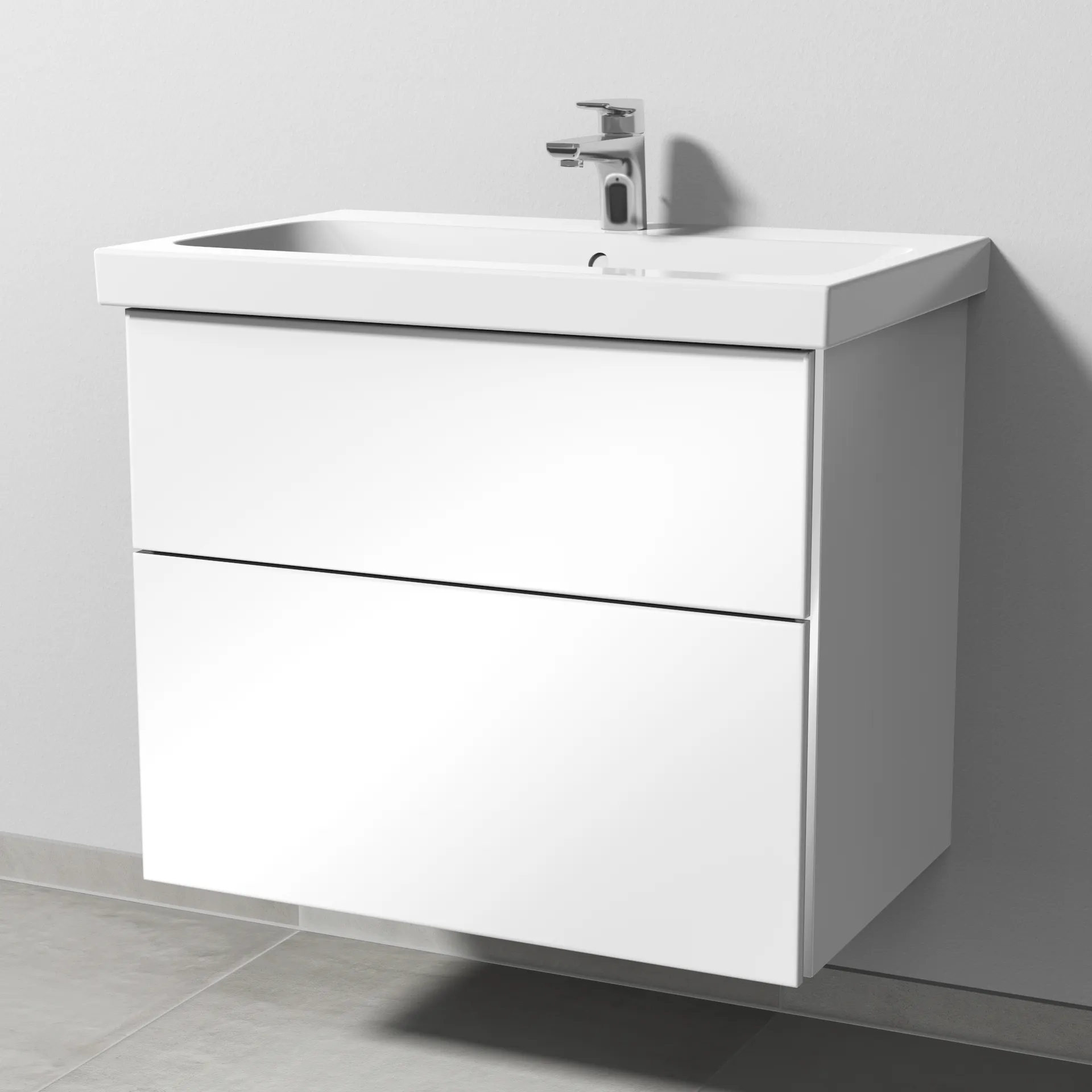 Sanipa Waschtischunterschrank „3way“ 700 × 591 × 462 mm in Weiß (glanz), Becken mittig, mit Hahnlochbohrung Sanipa Waschtischunterschrank „3way“ 700 × 591 × 462 mm in Weiß (glanz), Becken mittig, mit Hahnlochbohrung