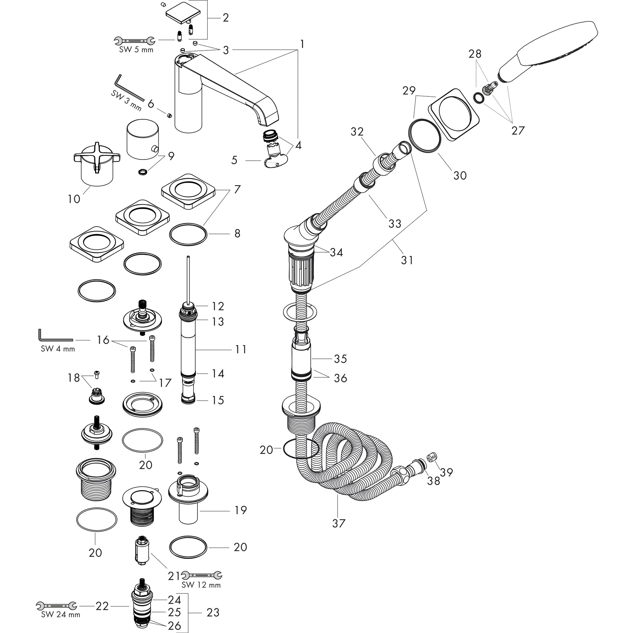 Hansgrohe AXOR Citterio E Mischer mit Thermostat, Chrom Hansgrohe AXOR Citterio E Mischer mit Thermostat, Chrom