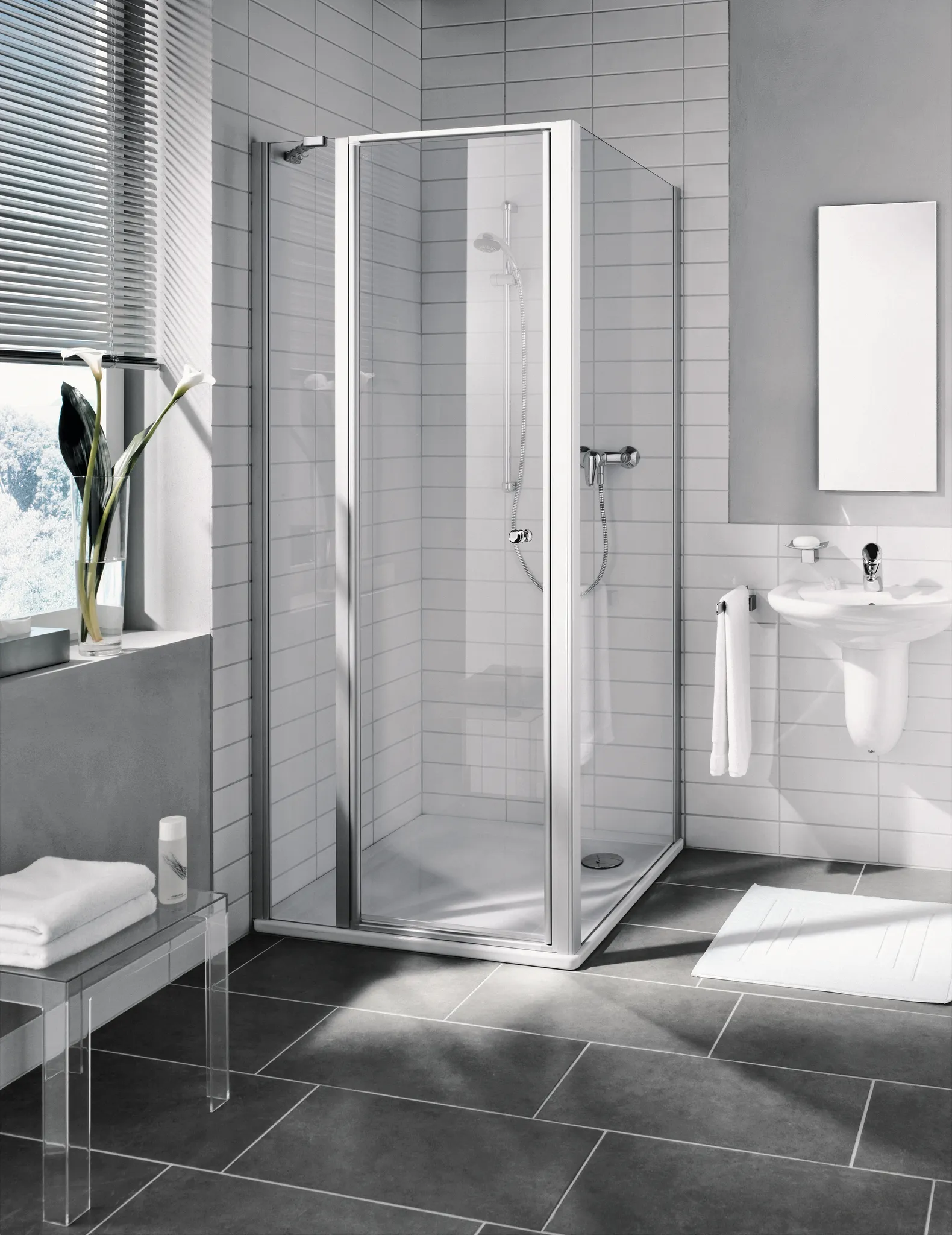 Kermi Duschdesign IBIZA 2000 Schwingtür mit Festfeld, 1750x750mm, Silber Mattglanz Kermi Duschdesign IBIZA 2000 Schwingtür mit Festfeld, 1750x750mm, Silber Mattglanz