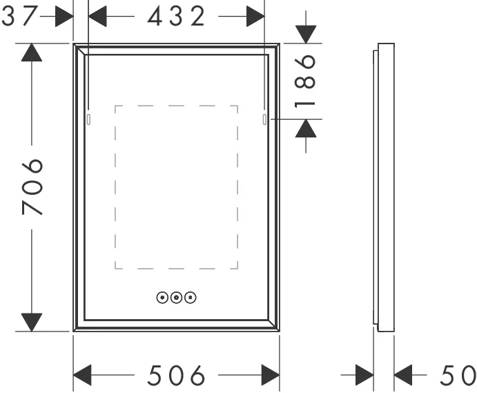 Hansgrohe Xarita E Spiegel mit LED-Beleuchtung, Mattweiß, 500x700x50 mm