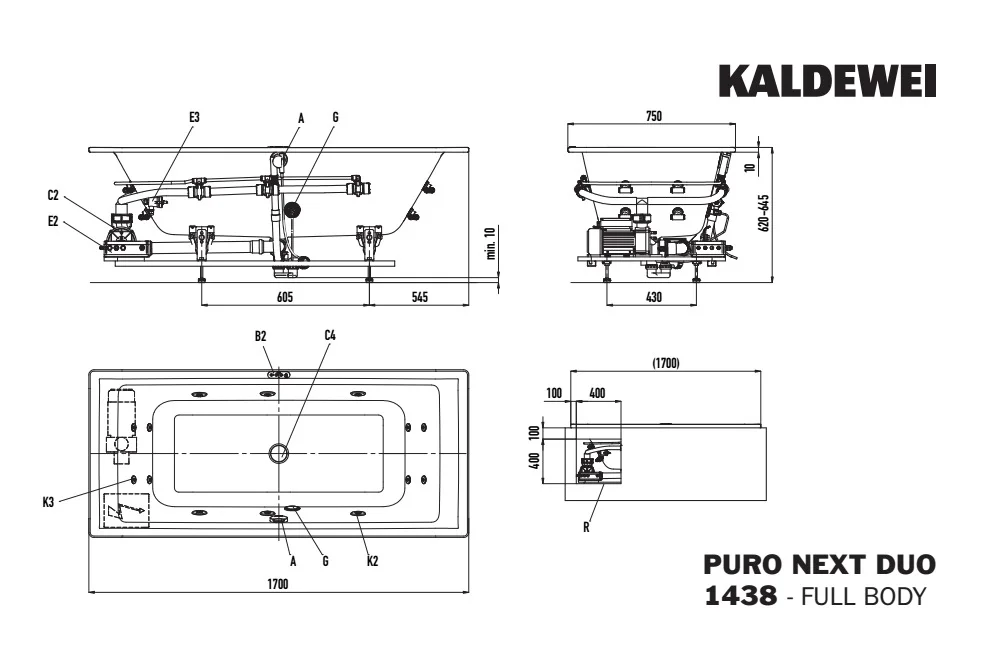 Kaldewei PURO NEXT DUO Badewanne, 1700x750 mm, alpinweiß, mit Aquamassage FULL BODY Kaldewei PURO NEXT DUO Badewanne, 1700x750 mm, alpinweiß, mit Aquamassage FULL BODY