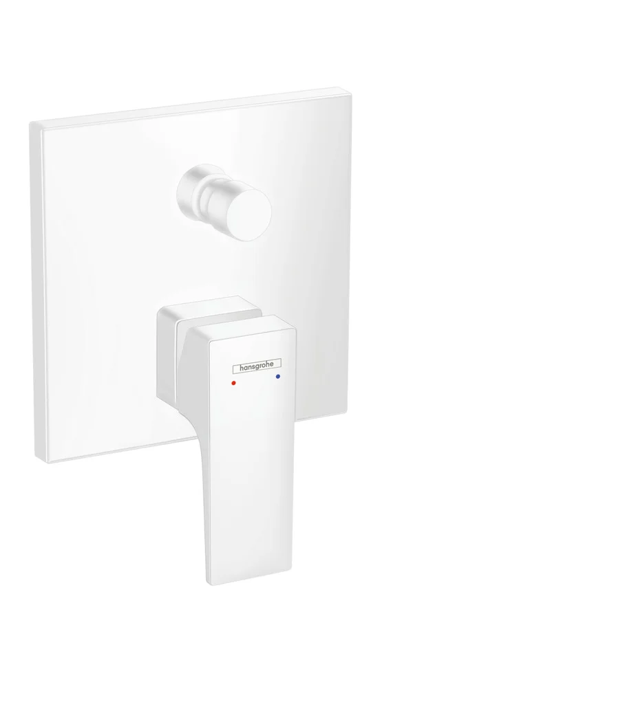 Hansgrohe Metropol Einhebel-Wannenmischer Unterputz, mattweiß, 2 Verbraucher, Keramikmischsystem, Temperaturbegrenzung einstellbar, Rückflussverhinderer, Schalldämpfer, Sicherungskombination EN 1717