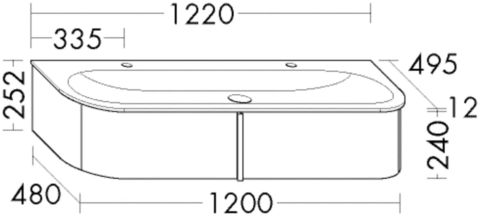 burgbad Badmöbelset „Lavo2.0“ 122 × 25,2 × 49,5 cm vertikaler Griff, Zierleiste und Alufüße schwarz, in Steingrau Solid Matt