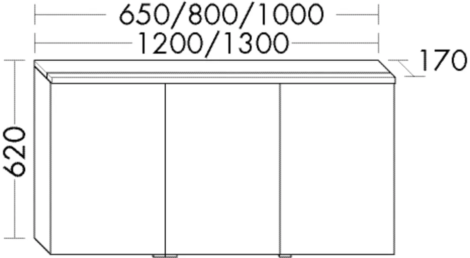 Spiegelschrank Sys30 von burgbad - beidseitig verspiegelt, LED-Aufsatzleuchte 4200 K, Energieeffizienzklasse E, Schalter-Steckdosenelement, Glaseinlegeböden, IP24, 170 mm tief, 1300 mm breit, 620 mm hoch