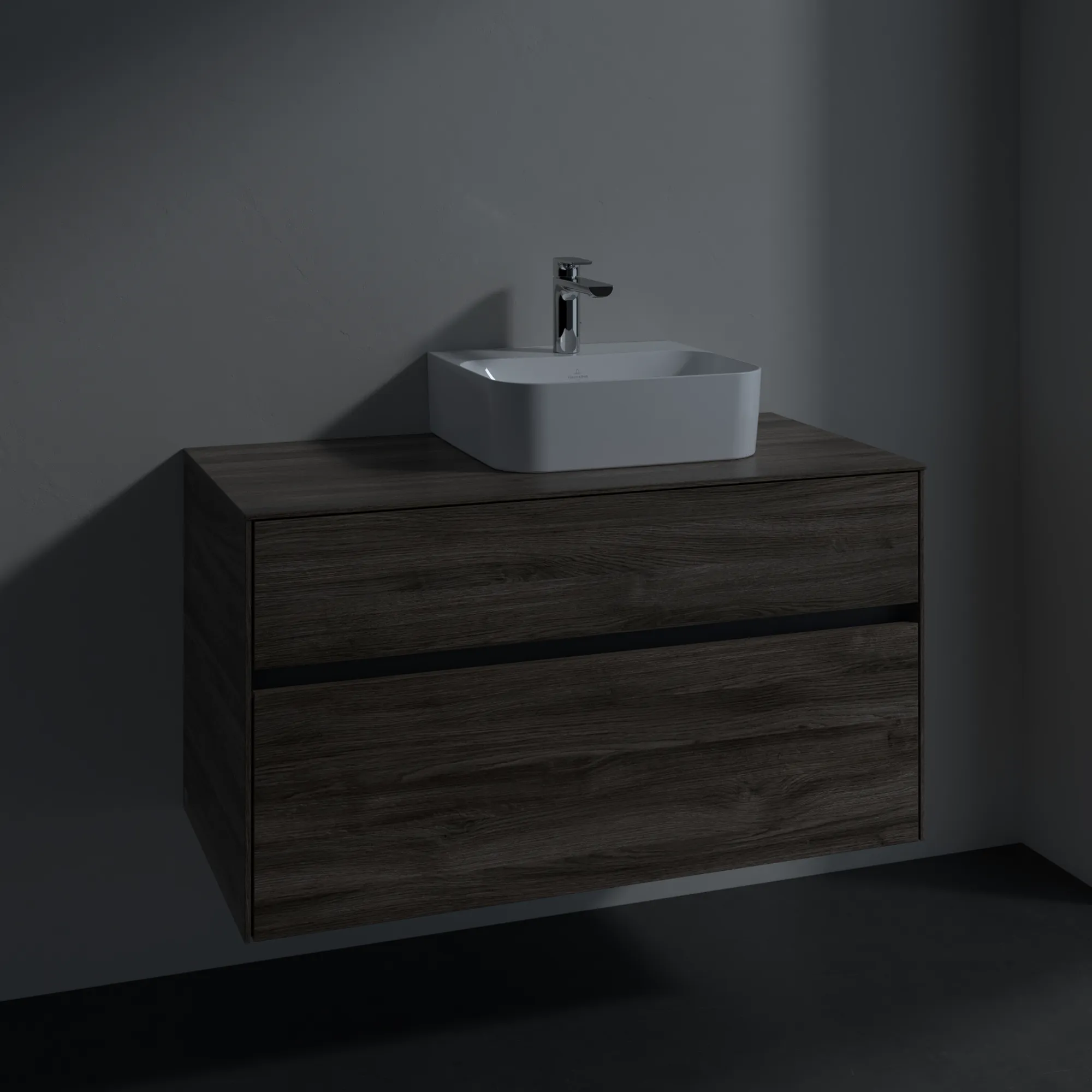 Villeroy & Boch Waschtischunterschrank „Collaro“ 1000 × 548 × 500 mm Stone Oak, ohne Beleuchtung, für Becken rechts