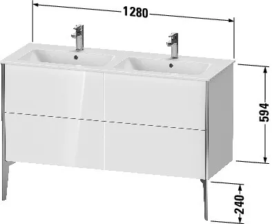 Duravit Waschtischunterschrank bodenstehend „XViu“ 128 × 59,4 × 48 cm in Taupe Supermatt