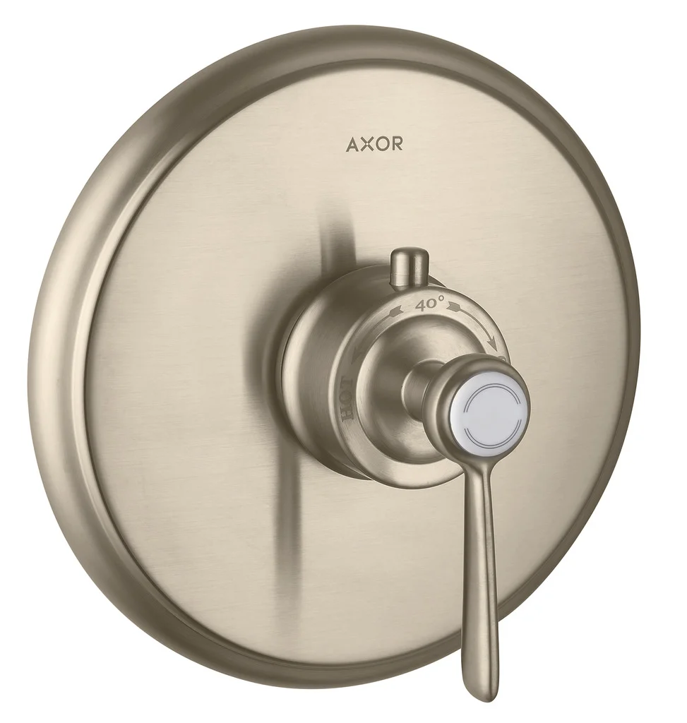 Hansgrohe AXOR Montreux Thermostat Unterputz mit Hebelgriff, Brushed Nickel, max. Durchflussmenge 43 l/min, einstellbare Temperaturbegrenzung