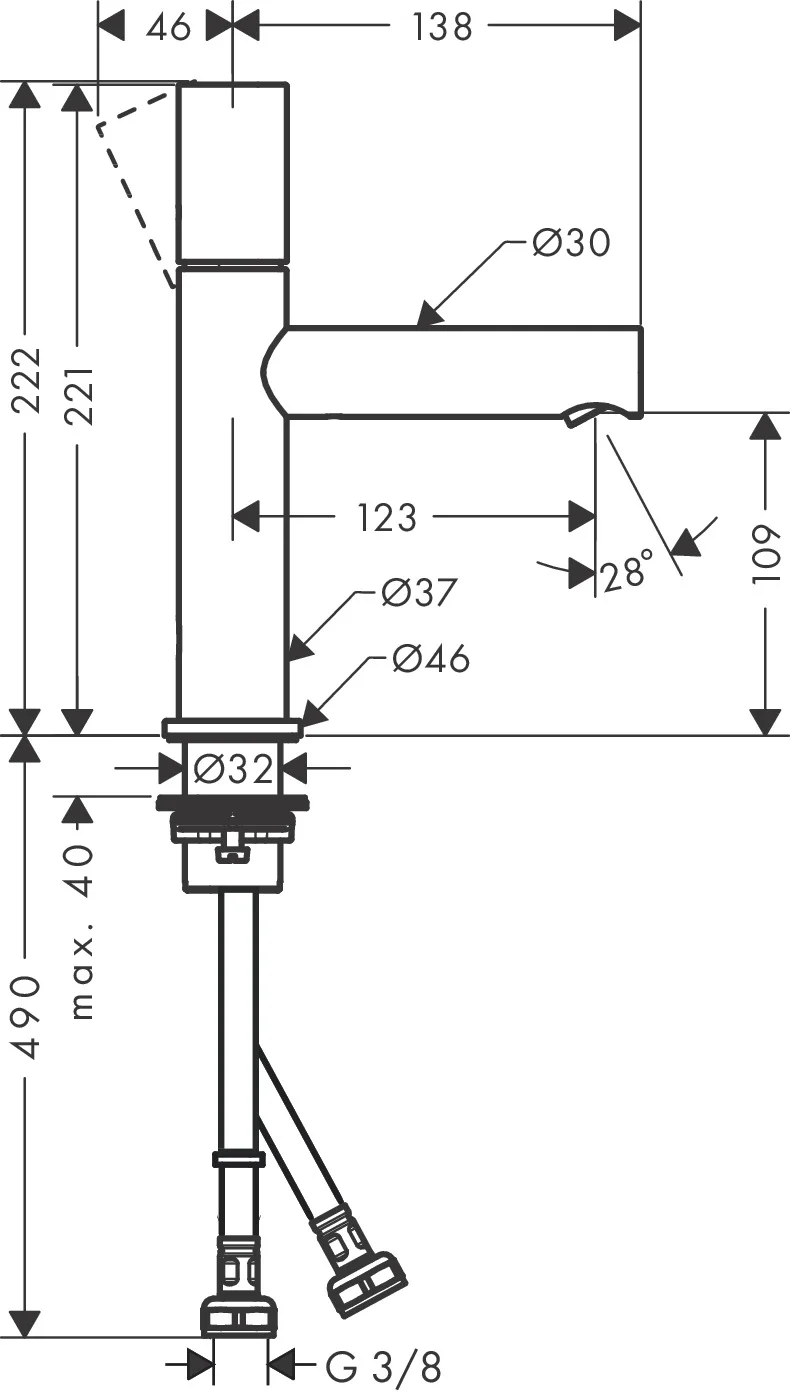 Hansgrohe AXOR Uno Einhebel-Waschtischmischer 110, Chrom, Ausladung 123 mm, Auslaufhöhe 109 mm, Zylindergriff, Laminarstrahl, max. Durchflussmenge 5 l/min Hansgrohe AXOR Uno Einhebel-Waschtischmischer 110, Chrom, Ausladung 123 mm, Auslaufhöhe 109 mm, Zylindergriff, Laminarstrahl, max. Durchflussmenge 5 l/min