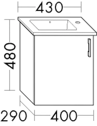 Waschtischunterschrank Sys30 von burgbad – 1 Tür, 480 mm hoch, 400 mm breit, 290 mm tief