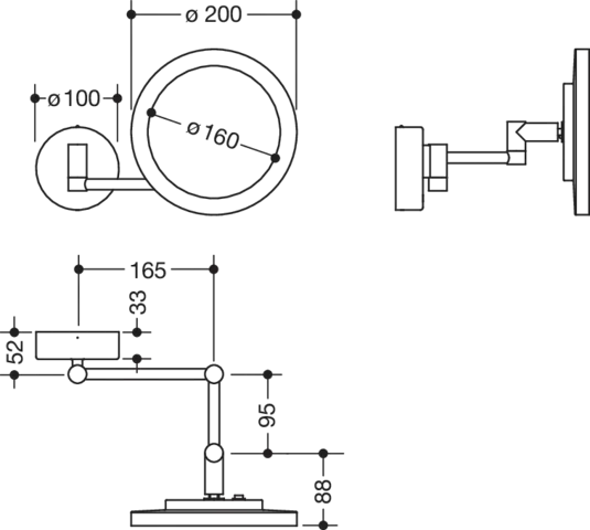 HEWI Kosmetikspiegel LED, rund, 5-fach Vergrößerung, Dual Light HEWI Kosmetikspiegel LED, rund, 5-fach Vergrößerung, Dual Light