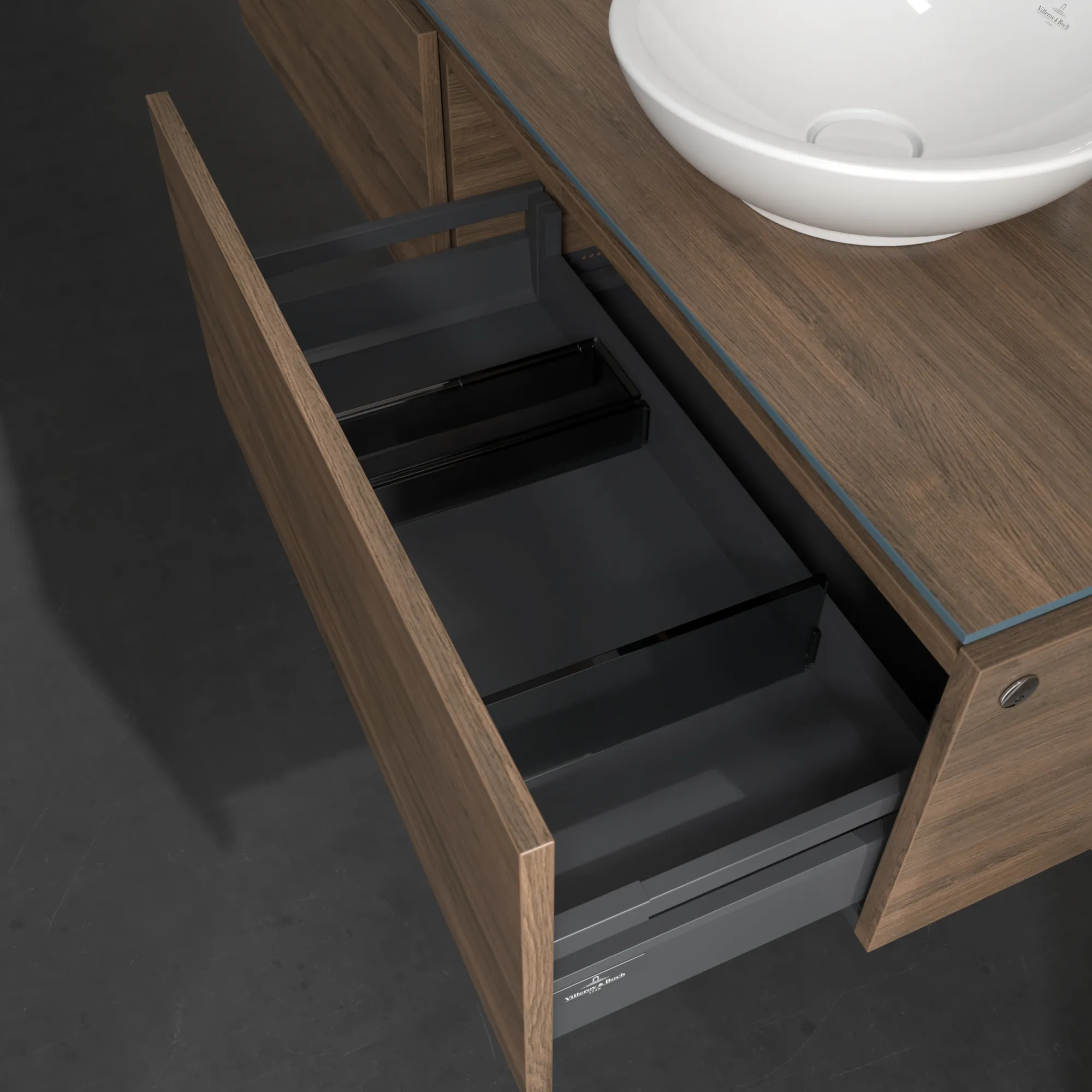 Villeroy & Boch Waschtischunterschrank „Legato“ für Schrankwaschtisch 1600 × 380 × 500 mm Arizona Oak, für links und rechts