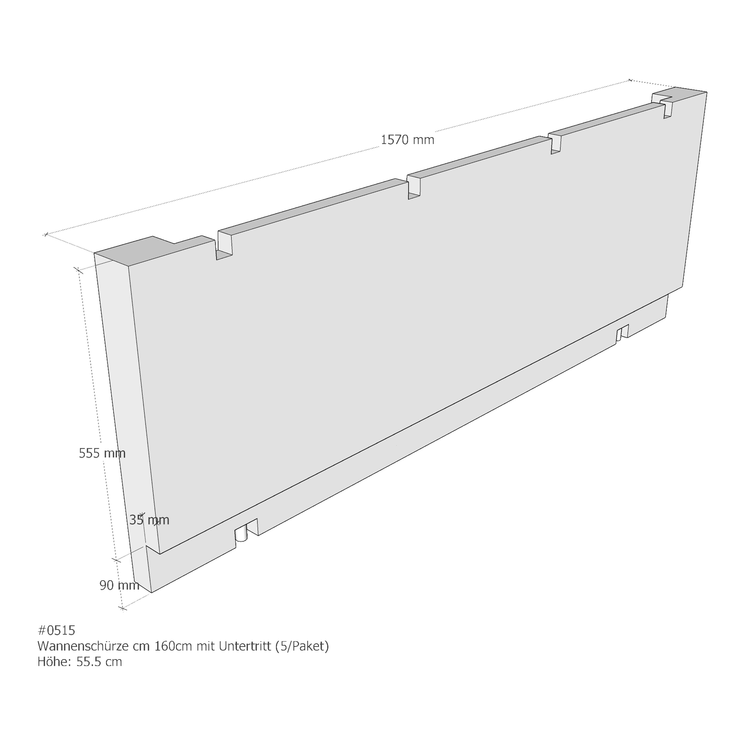 LDG Frontschürze für Badewanne, mit Untertritt „Frontschürze“ 160 × 5 cm