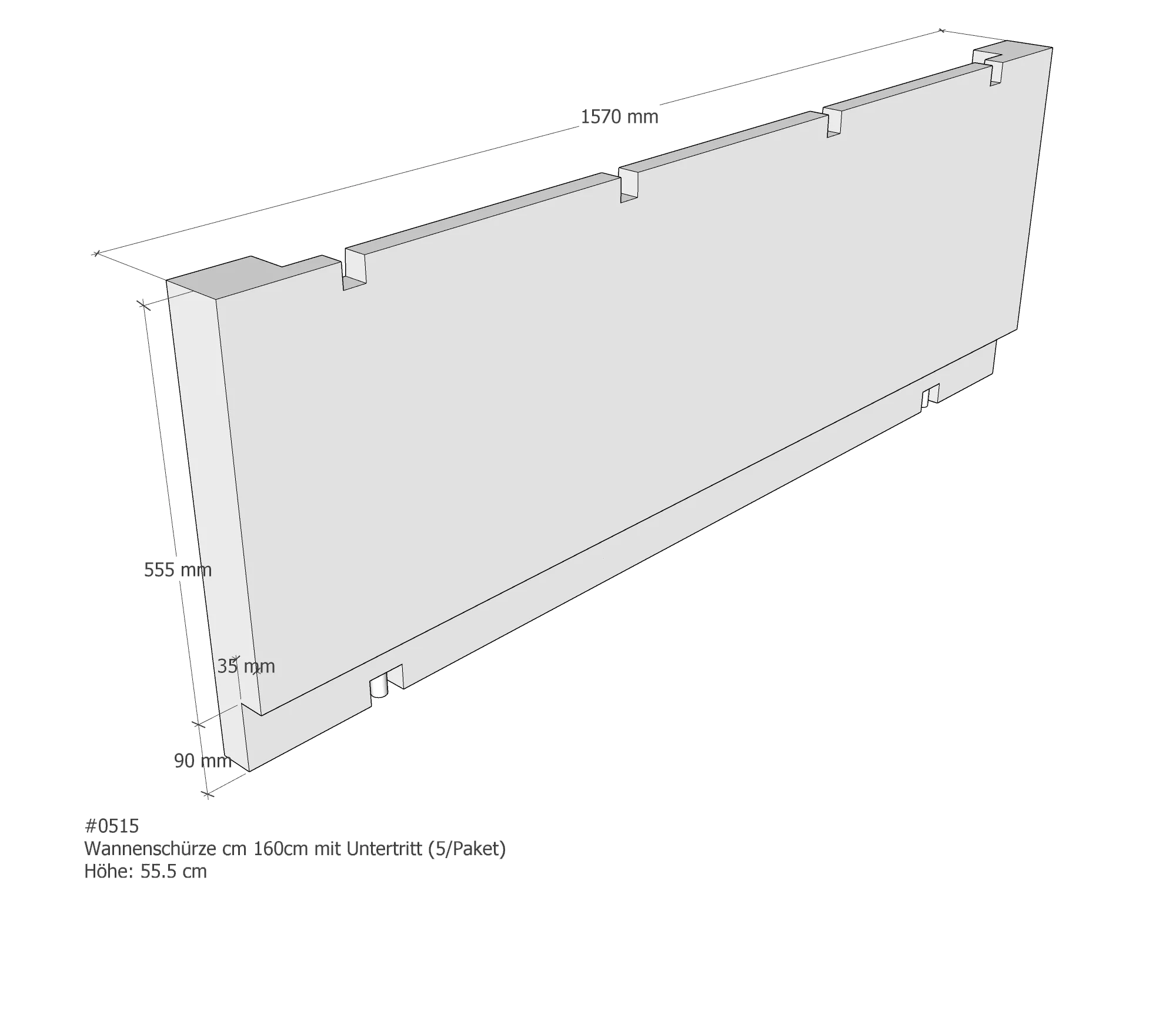 LDG Frontschürze für Badewanne, mit Untertritt 1600 × 50 mm LDG Frontschürze für Badewanne, mit Untertritt 1600 × 50 mm