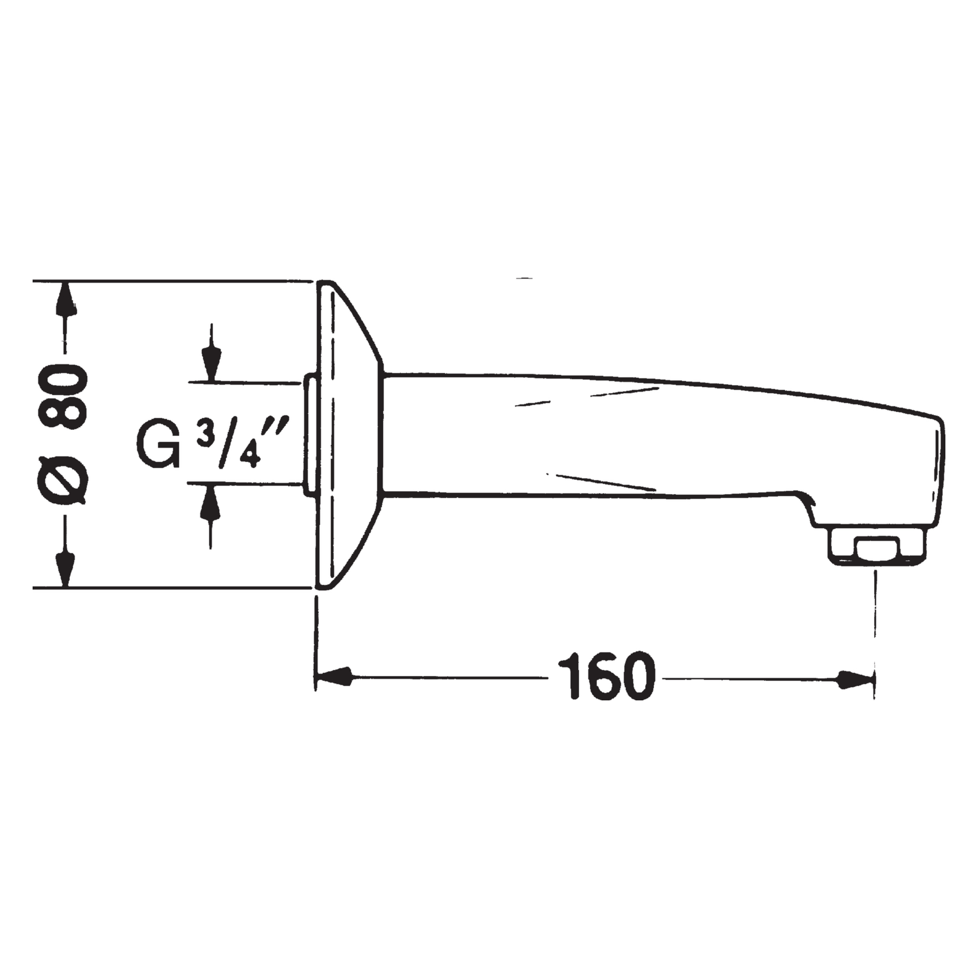 HA Auslauf HANSA 0598 Rosette rund L=160 Ausladung 160 mm DN20 Chrom